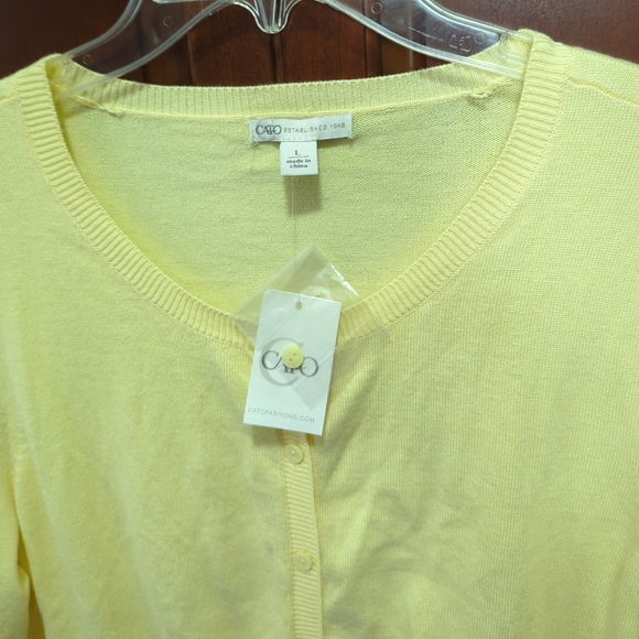 Cato 💛Yellow Pale Banana Cardigan Sweater - Size Large - NEW with Tags - Picture 9 of 9